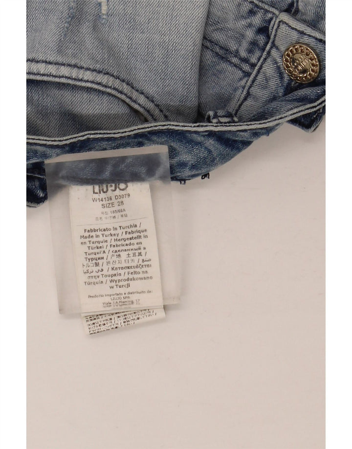 Liu Jo Mini jupe en jean vieilli pour femme W28 en coton bleu moyen