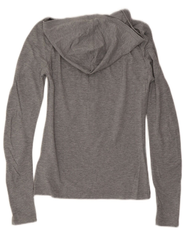 Nike Womens Hooded Top Long Sleeve UK 8 Small Grey Flecked Cotton
