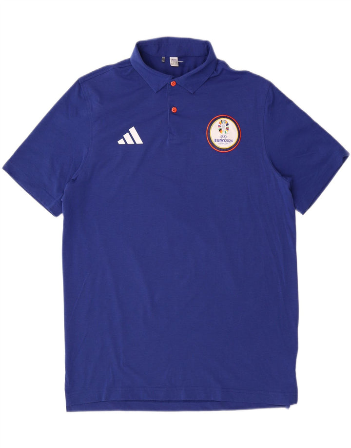 ADIDAS Mens UEFA Champions League Polo Shirt Medium Blue Polyester Vintage Adidas and Second-Hand Adidas from Messina Hembry 