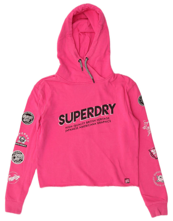 Superdry Pull à capuche surdimensionné graphique pour femme UK 6 XS Coton rose