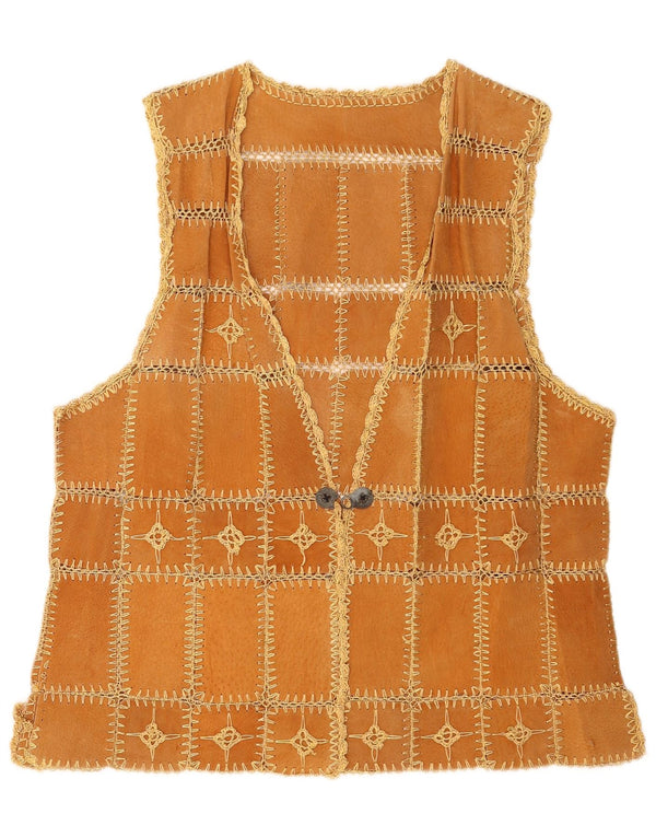 Vintage Damen Wildlederweste XL Braun Patchwork