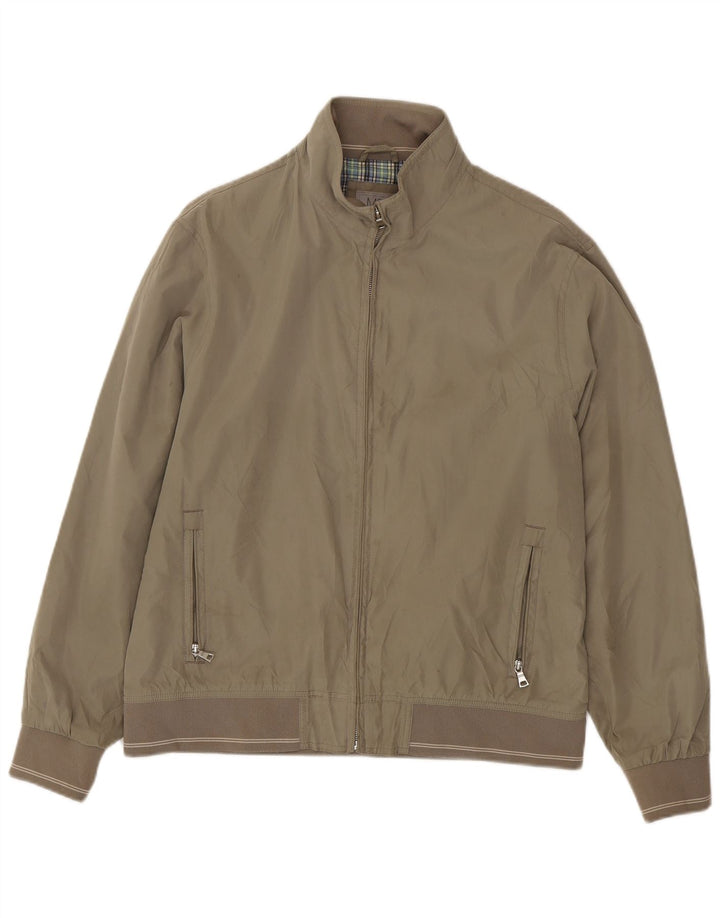 Marks & Spencer Mens Regular Fit Bomber Jacket UK 40 Large Beige Polyester