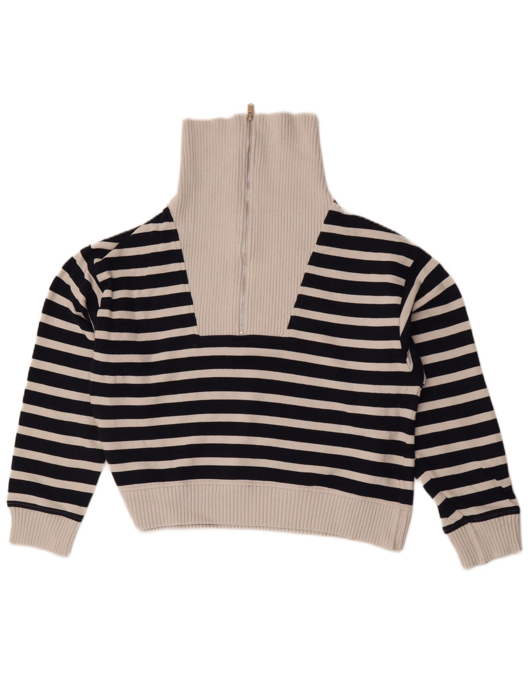 Marks & Spencer Womens Zip Neck Jumper Sweater UK 14 Medium Navy Blue