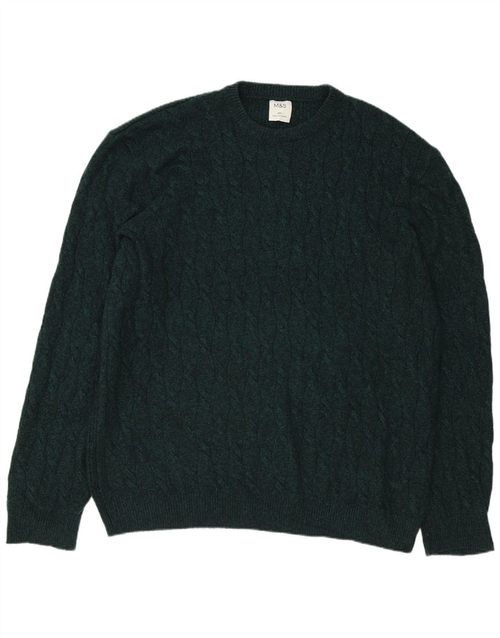 Marks & Spencer Mens Crew Neck Jumper Sweater 2XL Green Polyamide