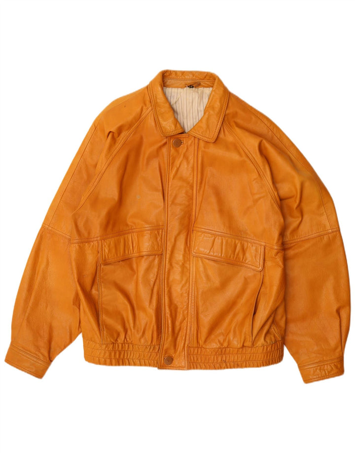 Vintage Mens Leather Jacket IT 54 2XL Brown Leather
