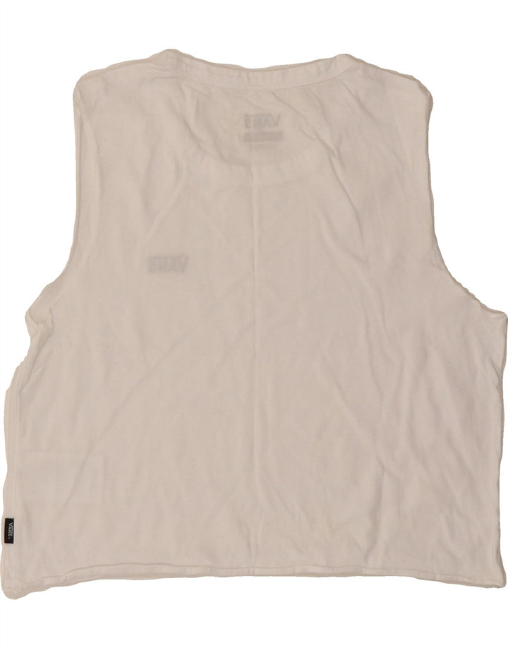 VANS Womens Crop Vest Top UK 10 Small White Cotton Vintage Vans and Second-Hand Vans from Messina Hembry 