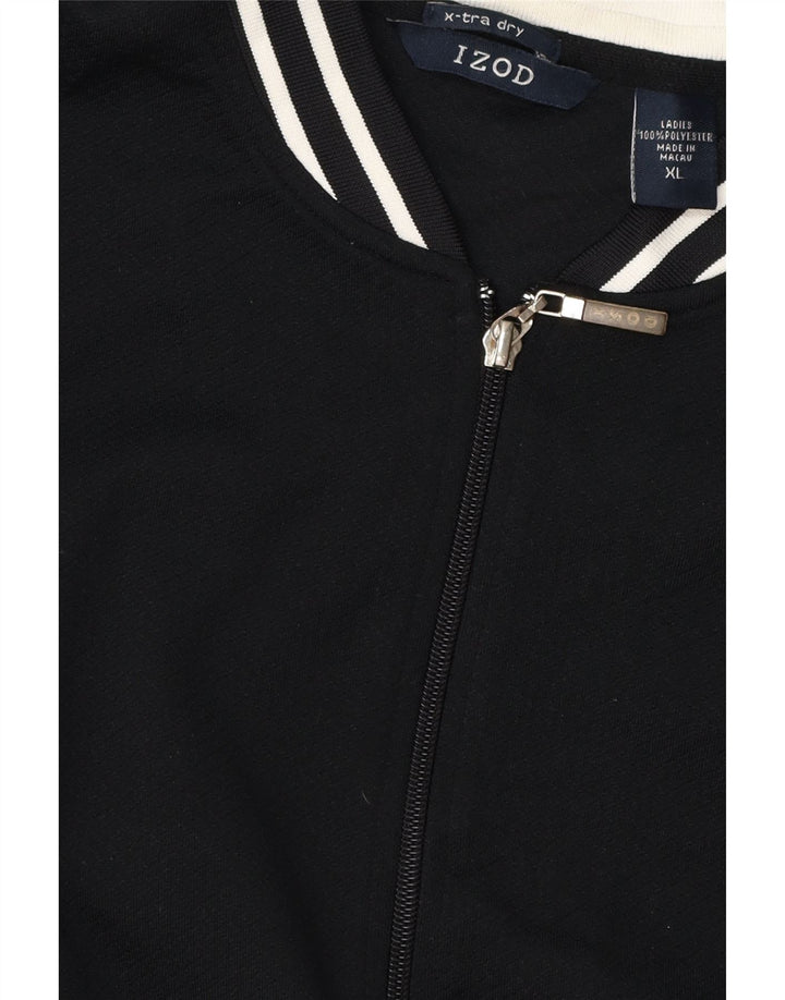 Izod Womens Tracksuit Top Jacket UK 18 XL Black Polyester