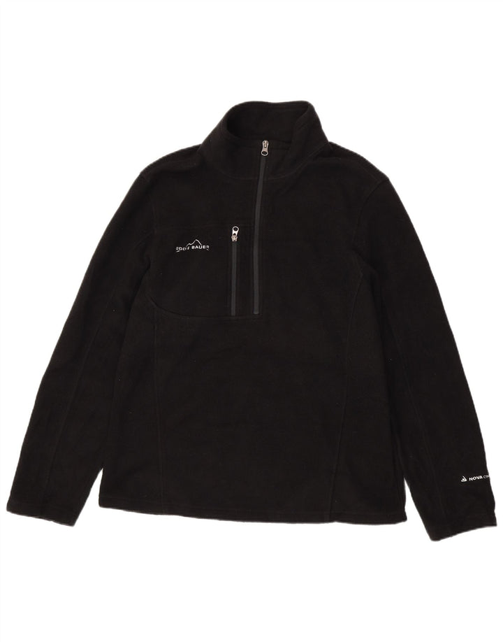 Eddie Bauer Mens Zip Neck Fleece Jumper Medium Black Polyester