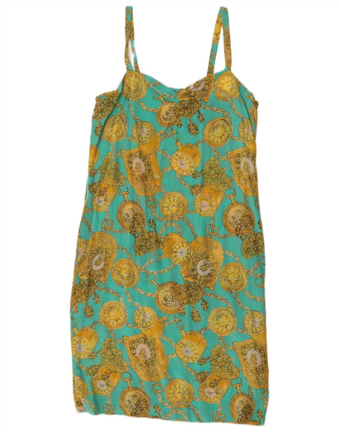 Vintage Womens Abstract Pattern Slip Dress UL 12 Medium Turquoise