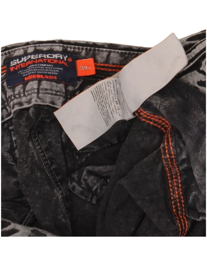 Superdry Mens Denim Shorts W34 Large Grey Cotton