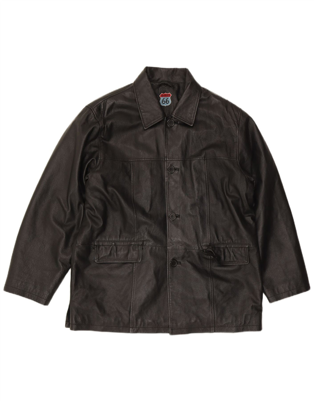 ROUTE 66 Mens Leather Jacket UK 40 Large Black Leather