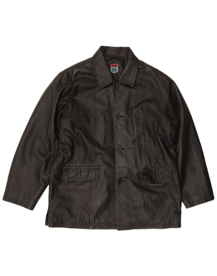 ROUTE 66 Mens Leather Jacket UK 40 Large Black Leather