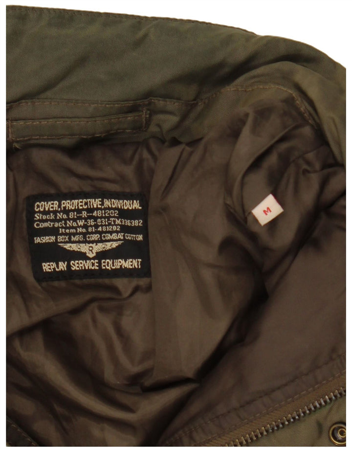 Replay Mens Padded Jacket UK 38 Medium Khaki Polyamide