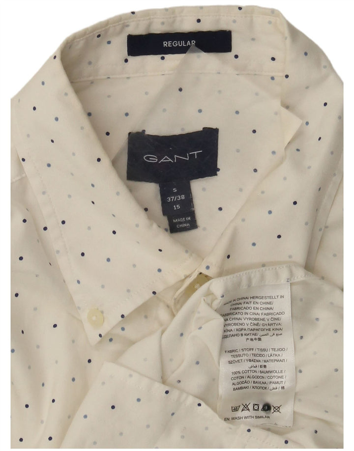 Gant Mens Regular Fit Shirt Size 15 Medium White Polka Dot Cotton