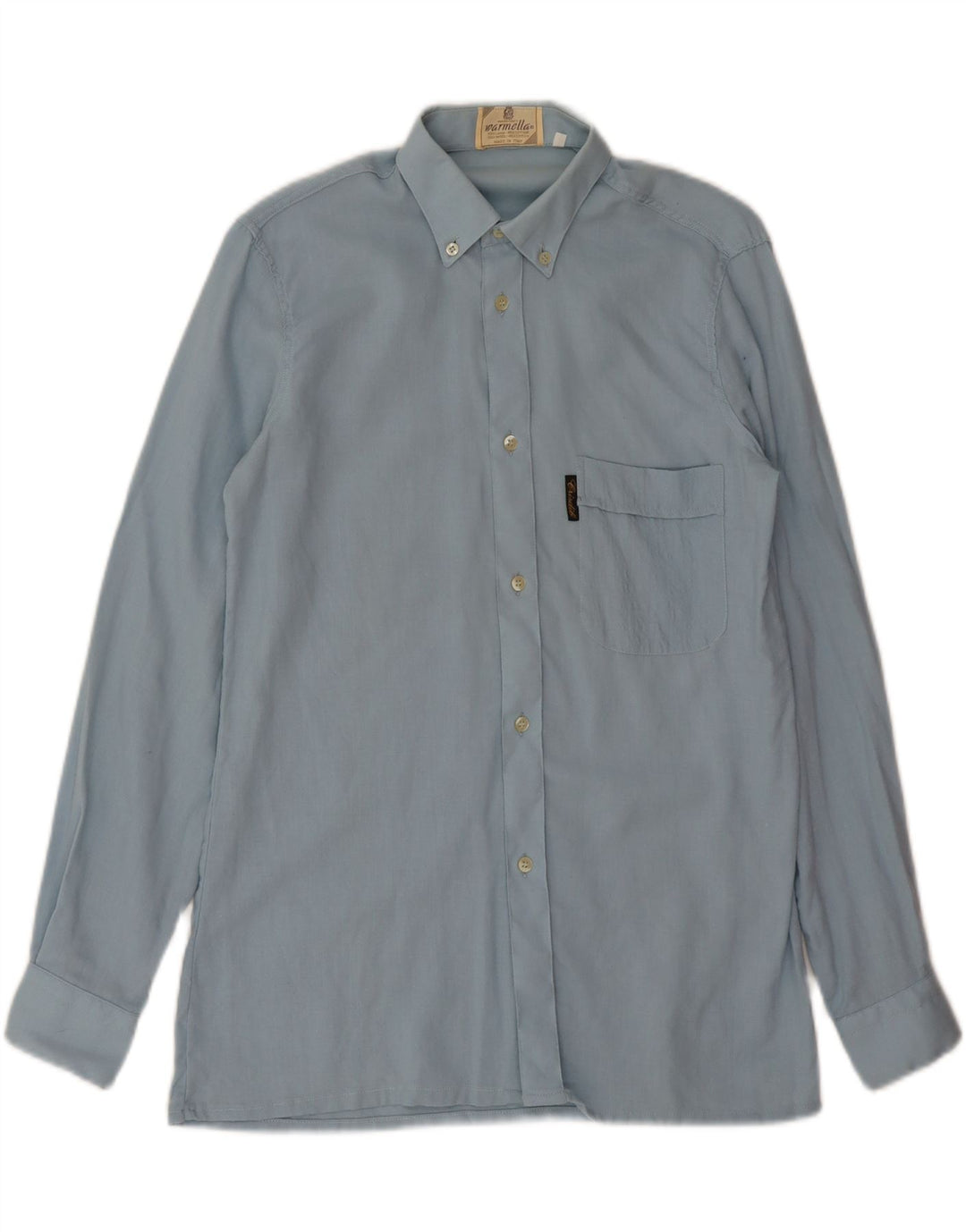 VINTAGE Mens Shirt Size 37 14 1/2 Small Blue Wool Vintage Vintage and Second-Hand Vintage from Messina Hembry 
