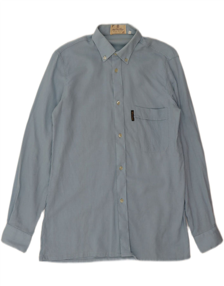 VINTAGE Mens Shirt Size 37 14 1/2 Small Blue Wool Vintage Vintage and Second-Hand Vintage from Messina Hembry 