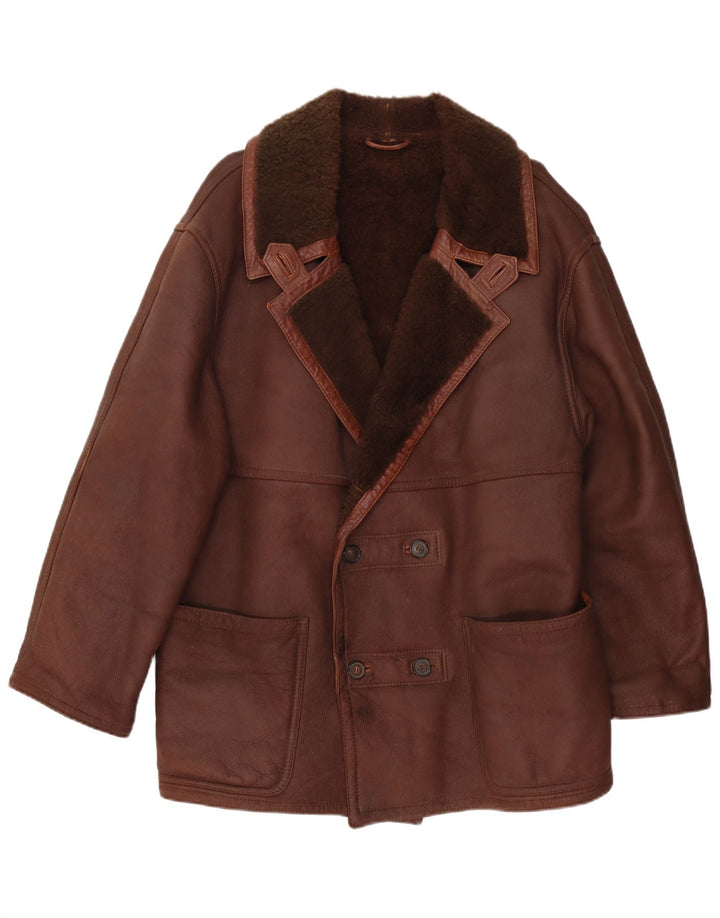 RUFF0 Mens Shearling Jacket UK 40 Large Brown