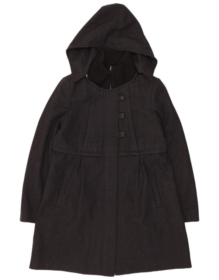 Dkny Womens Hooded Overcoat US 14 XL Grey Wool