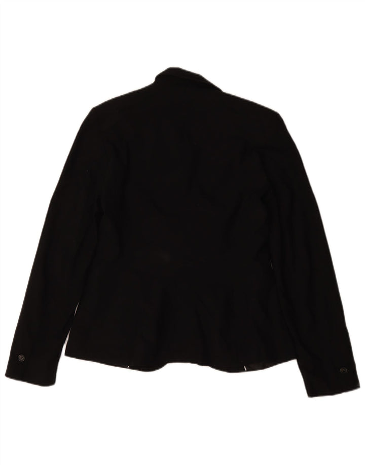Zara Womens 1 Button Blazer Jacket UK 36 Small Black Polyester