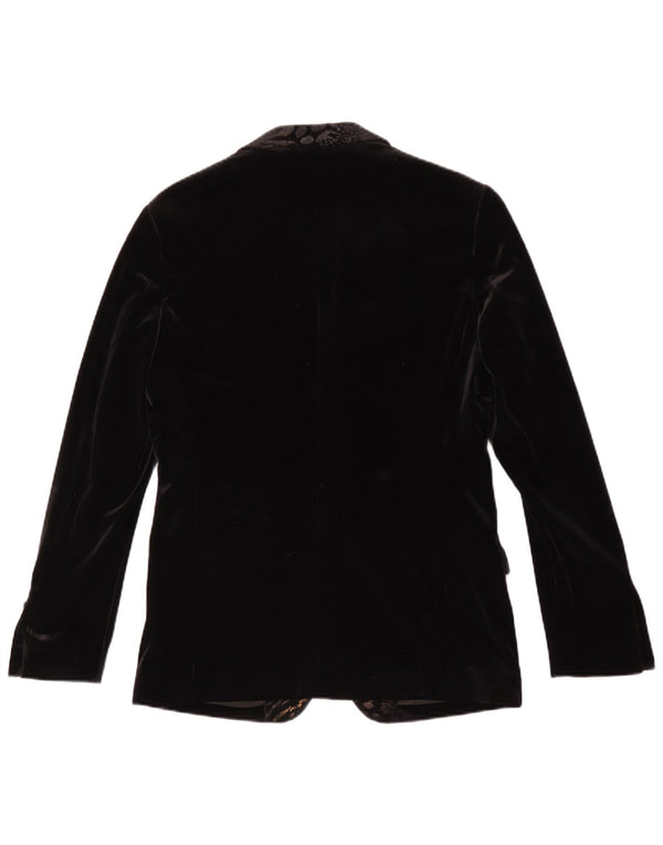 Vintage Herre 1-knap Velvet Blazer Jacket Størrelse 48 Medium Sort