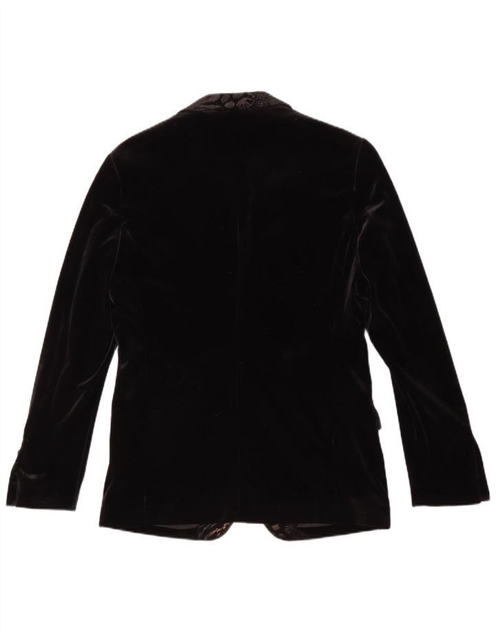 Vintage Mens 1 Button Velvet Blazer Jacket Size 48 Medium Black