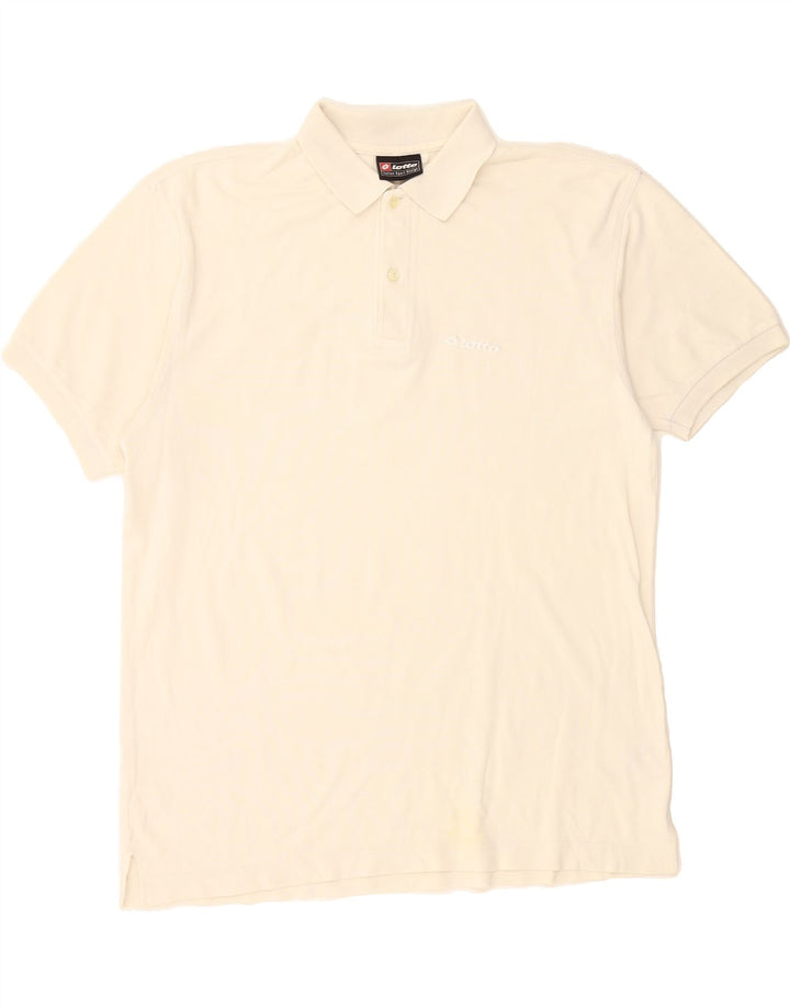 LOTTO Mens Polo Shirt Large White Cotton Vintage Lotto and Second-Hand Lotto from Messina Hembry 