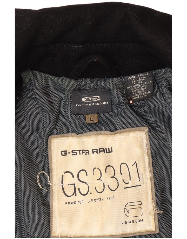 G-STAR Mens Overcoat UK 40 Large Black Wool