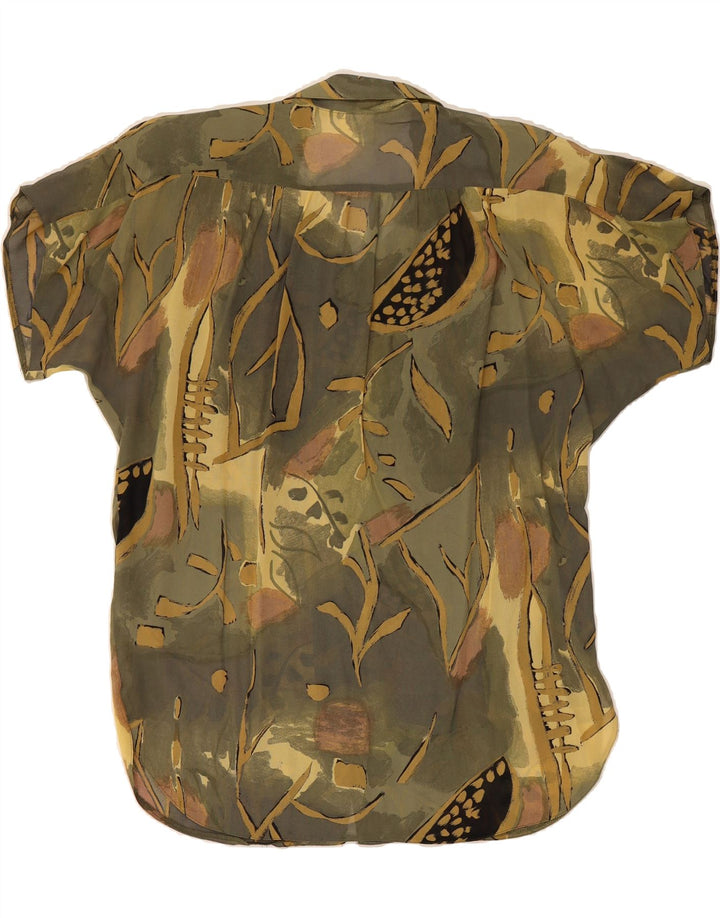 VINTAGE Womens Abstract Pattern Shirt Blouse UK 18 XL Khaki Vintage Vintage and Second-Hand Vintage from Messina Hembry 