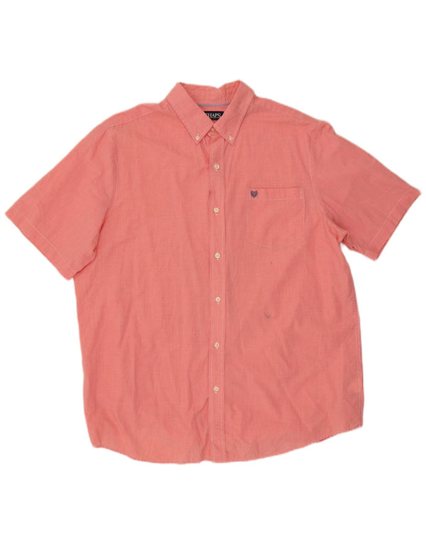 Chaps Camisa Manga Corta Hombre XL Algodón Pata De Gallo Rojo