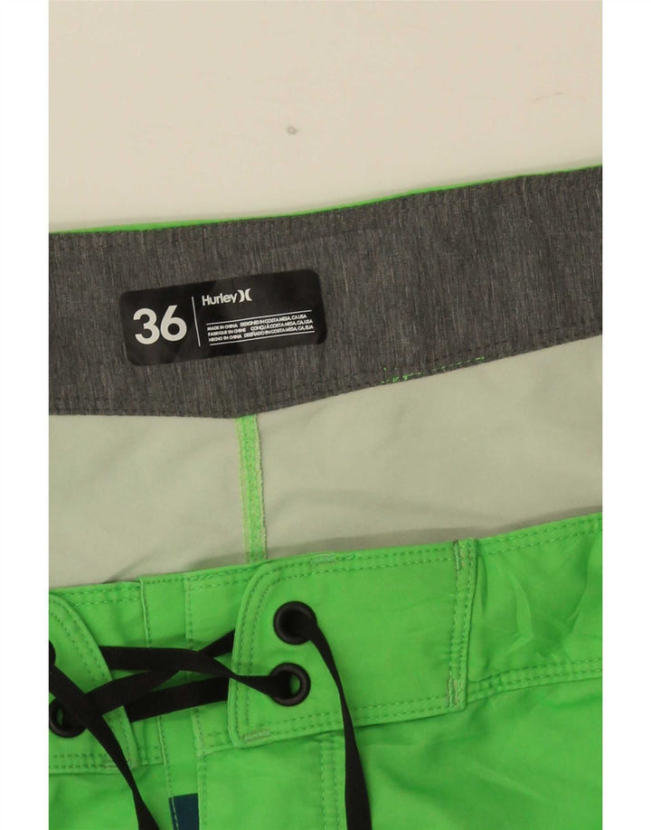 Hurley Mens Swimming Shorts Large Green Colourblock