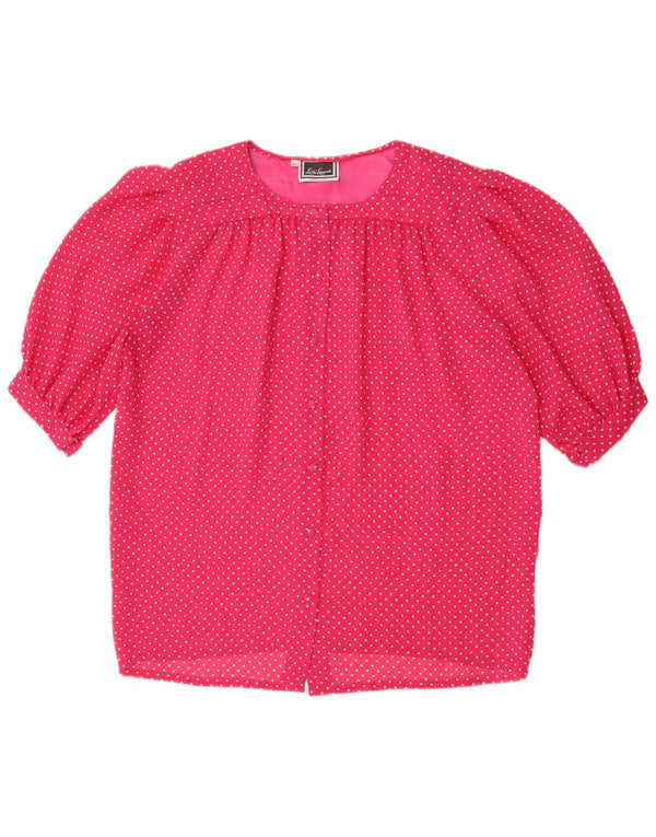 Luisa Spagnoli Womens 1/2 Sleeve Polo Shirt IT 44 Medium Pink Polka Dot