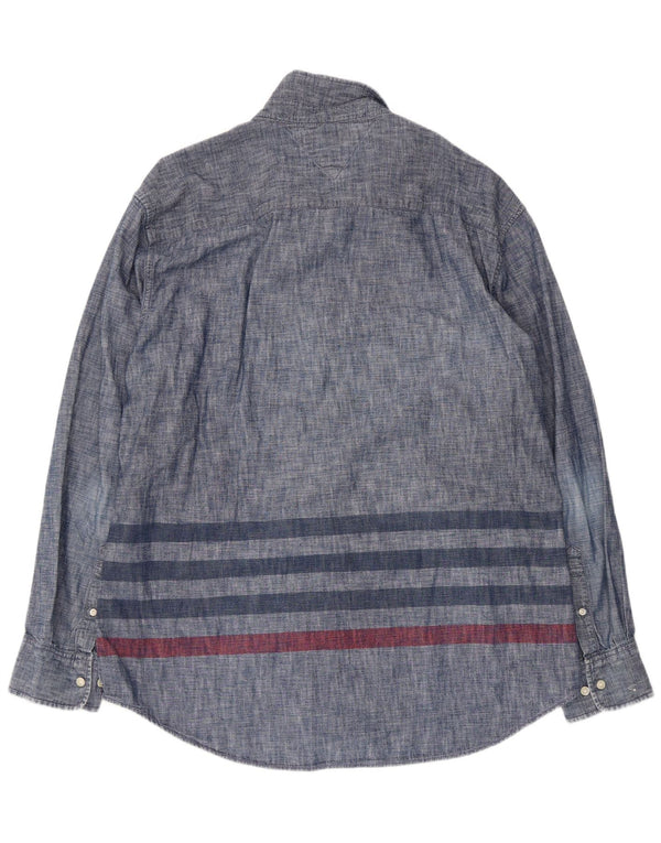 Tommy Hilfiger Mens Custom Fit Shirt Size 18 1/2 2XL Navy Blue Striped