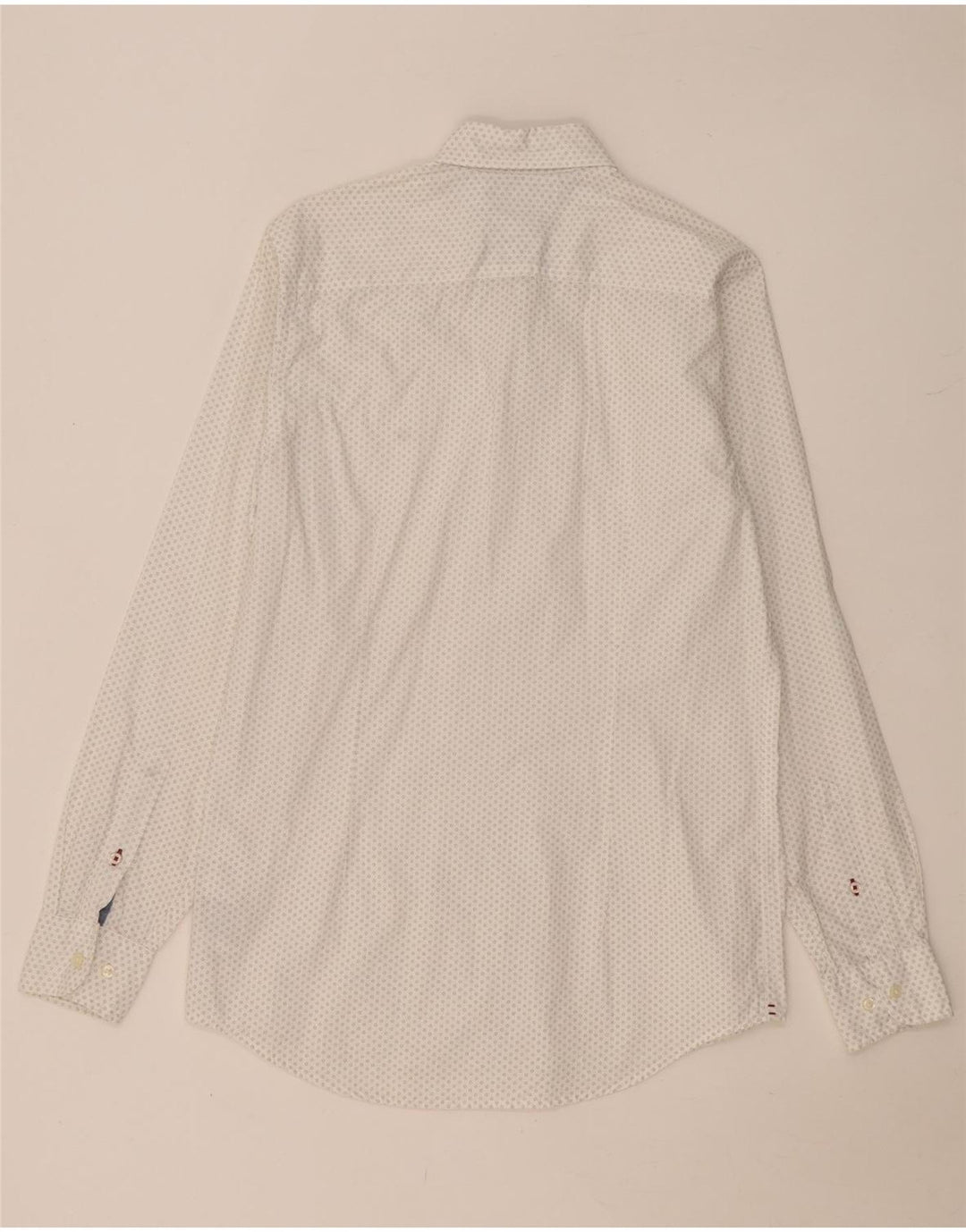 TOMMY HILFIGER Mens Slim Fit Shirt Medium White Spotted Cotton
