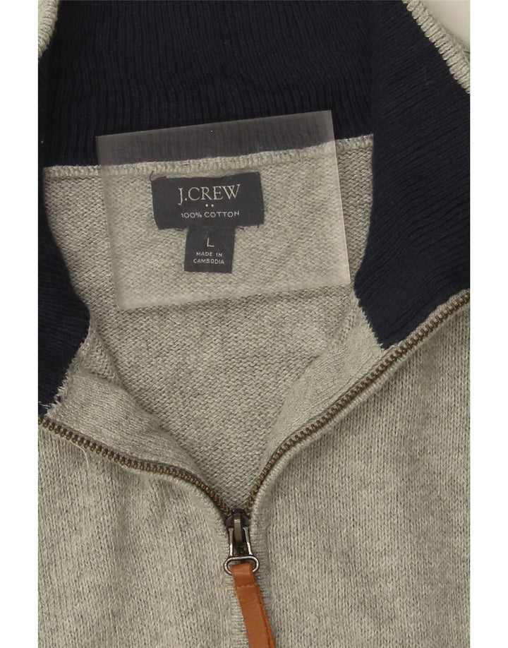 J. Crew Mens Zip Neck Jumper Sweater Large Grey Cotton