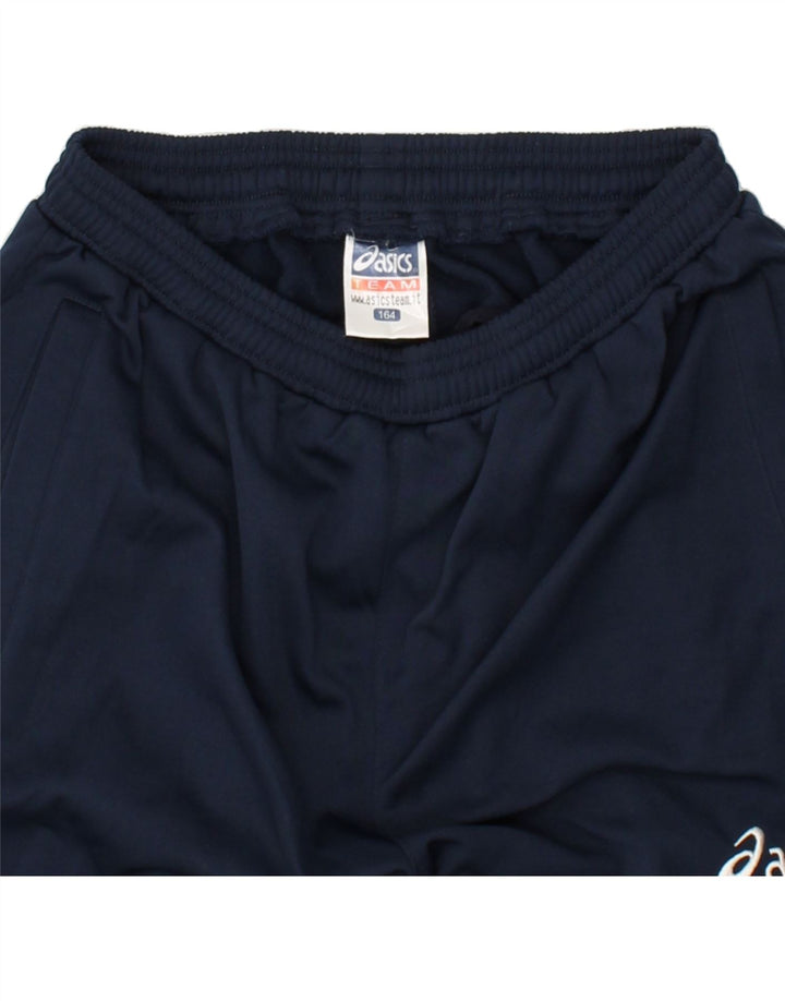 ASICS Boys Tracksuit Trousers Joggers 13-14 Years Navy Blue Polyester | Vintage Asics | Thrift | Second-Hand Asics | Used Clothing | Messina Hembry 