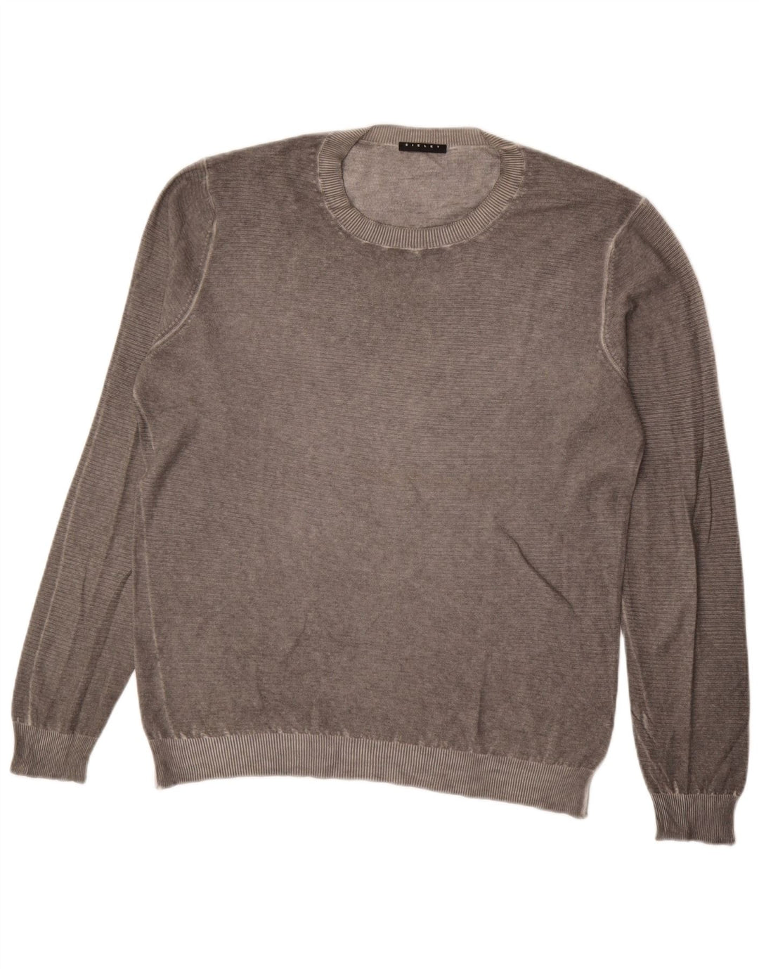 Sisley Mens Crew Neck Jumper Sweater Large Grey