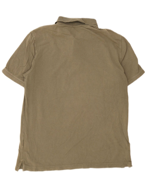 Benetton Mens Polo Shirt XL Khaki Cotton