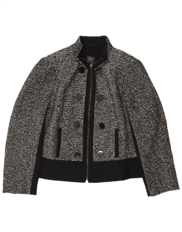 Marks & Spencer Womens Bomber Jacket UK 14 Large Grey Flecked Polyester