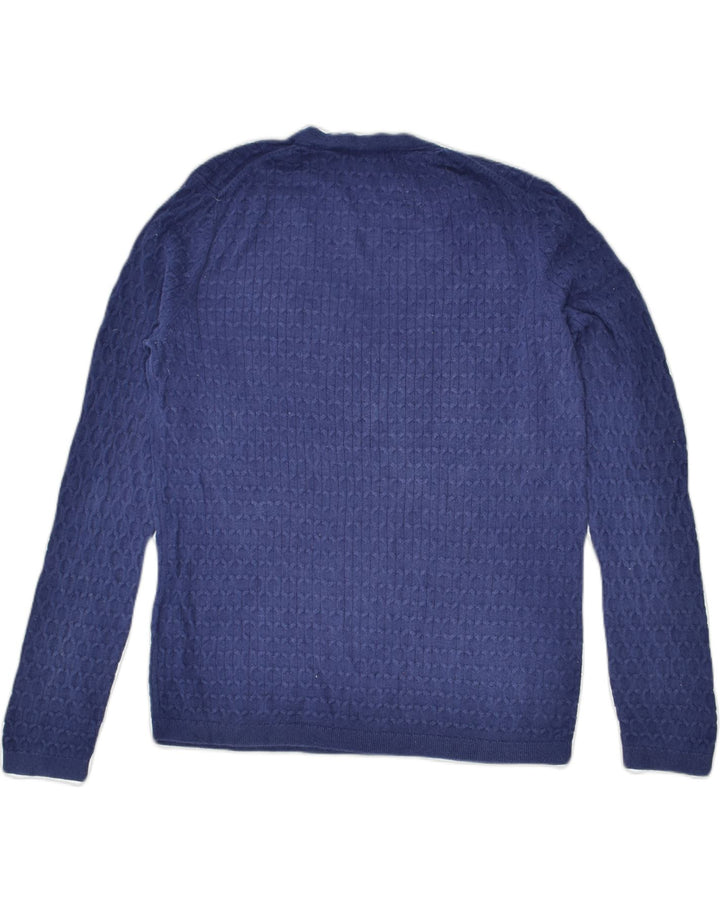 TOMMY HILFIGER Womens V-Neck Jumper Sweater UK 14 Large Navy Blue Cotton | Vintage Tommy Hilfiger | Thrift | Second-Hand Tommy Hilfiger | Used Clothing | Messina Hembry 