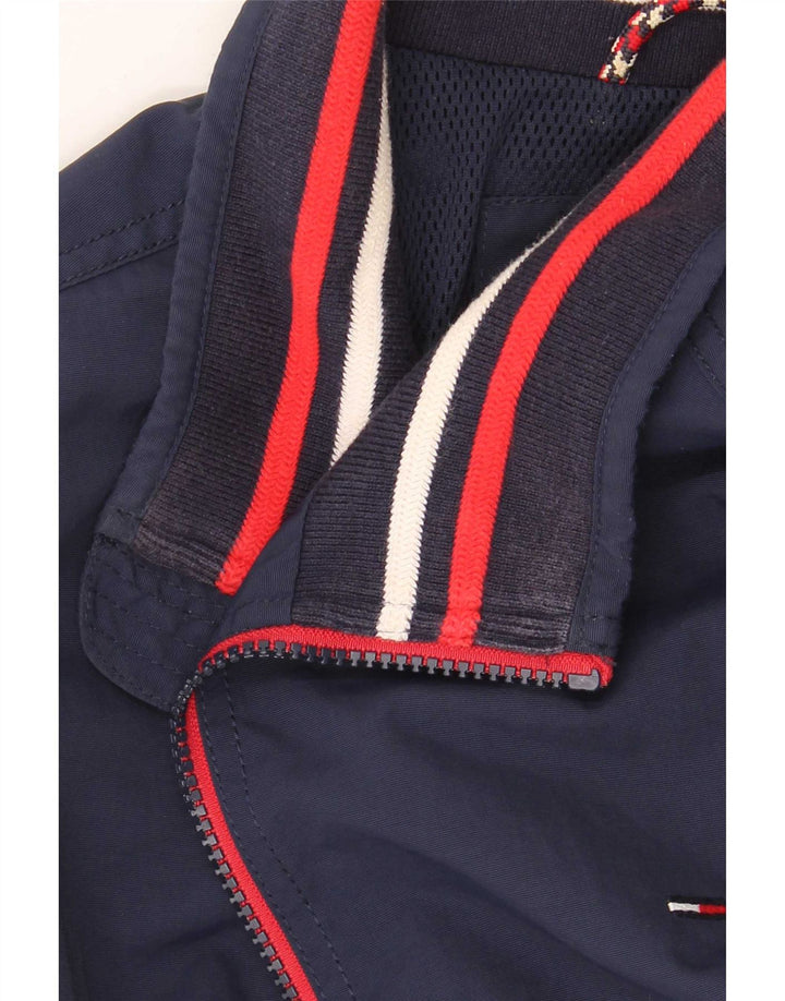 Tommy Hilfiger Mens Bomber Jacket UK 38 Medium Navy Blue Striped Polyamide