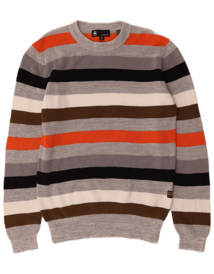 G-STAR Womens Crew Neck Jumper Sweater UK 14 Medium Multicoloured Striped