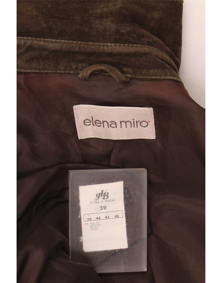ELENA MIRO Damen Übergroße Wildlederjacke UK 14 Großes braunes Leder
