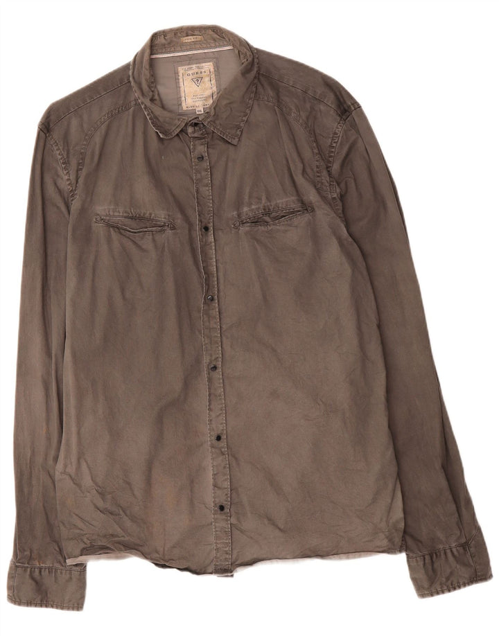 Camisa masculina GUESS Slim Fit 2XL algodão cinza