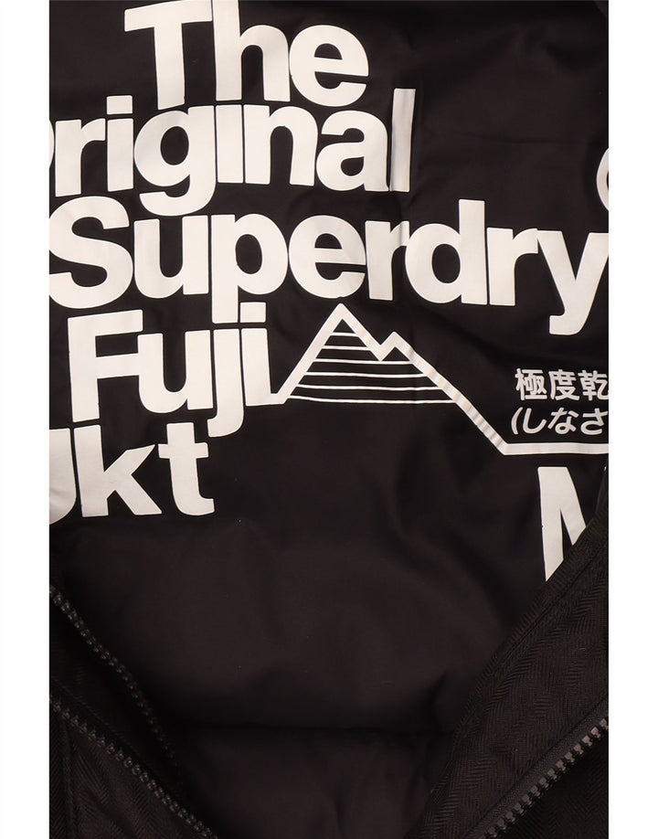Superdry Mens Hooded Padded Jacket UK 38 Medium Black Polyester
