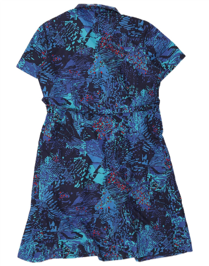 Vintage Damen Basic-Kleid mit abstraktem Muster UK 18 XL Marineblau