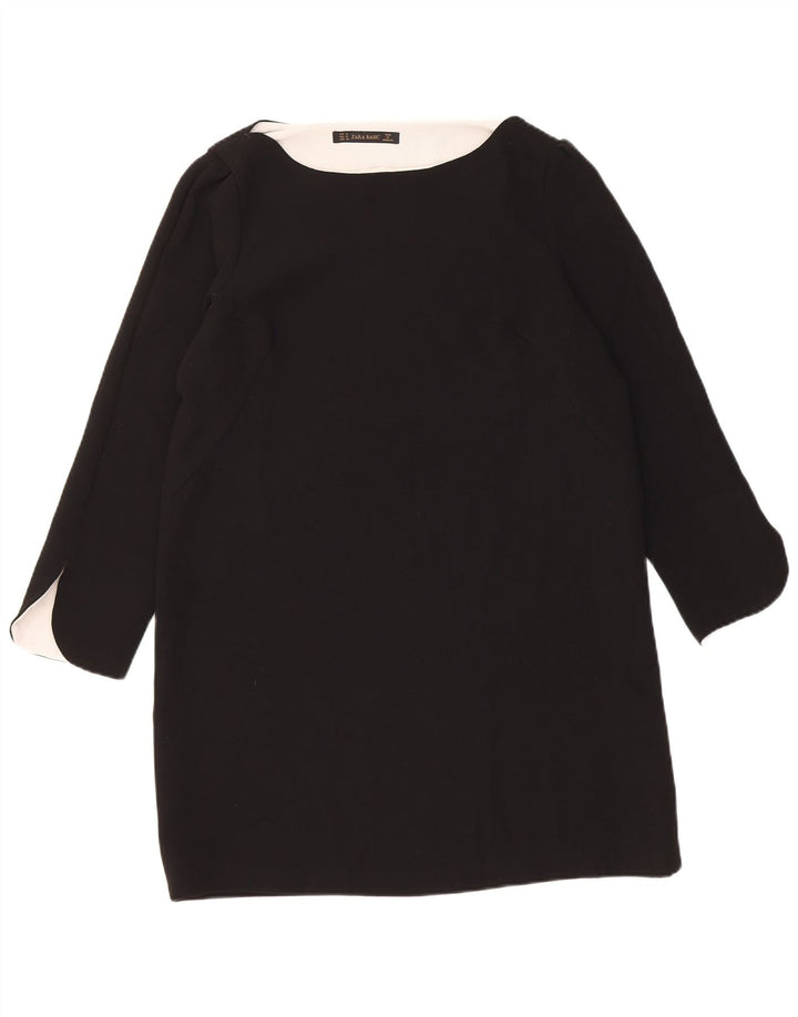 Zara Womens Long Sleeve Tunic Dress UK 12 Medium Black Polyester