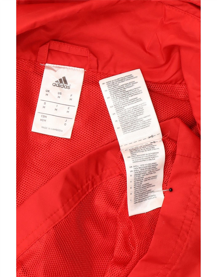 Adidas Mens Hooded Rain Jacket UK 38 Medium Red Nylon