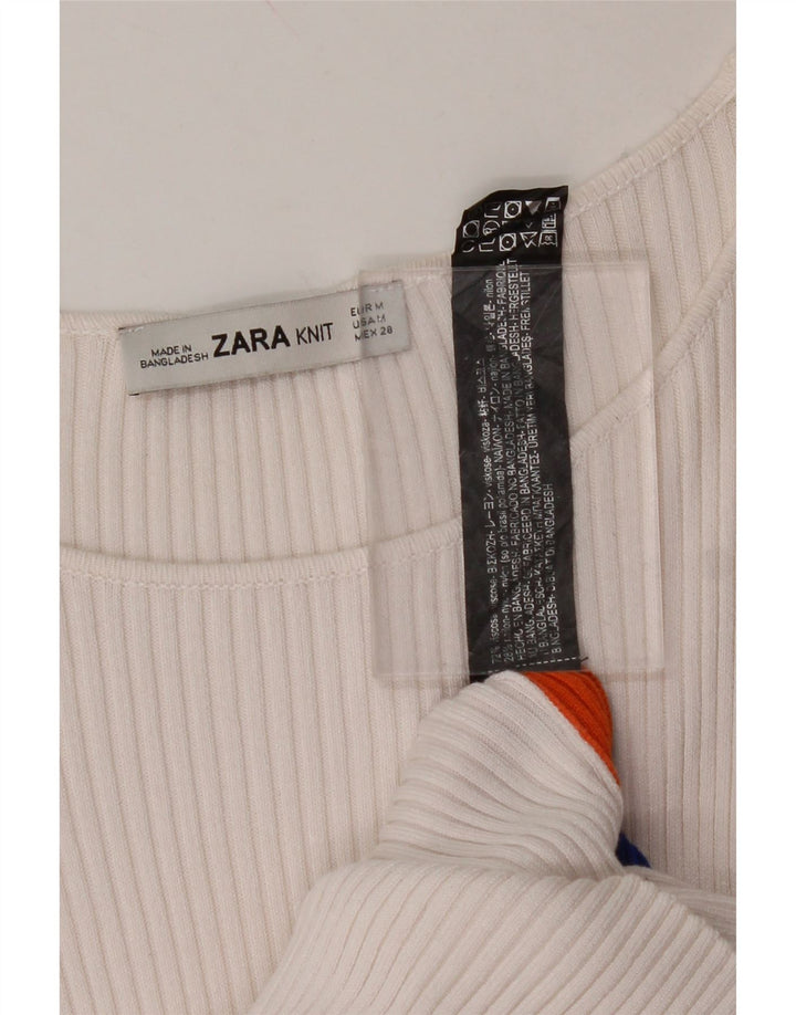 ZARA Womens Maxi Dress UK 12 Medium White Colourblock Viscose