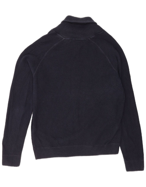 Jack & Jones Mens Shawl Neck Jumper Sweater Large Navy Blue Cotton