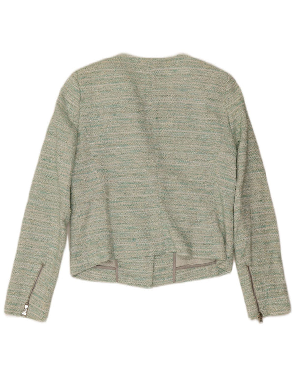 Massimo Dutti Damen-Blazerjacke mit durchgehendem Reißverschluss, EU 38, klein, grün meliert